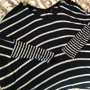 Navy blue/white striped off the shoulder sweater